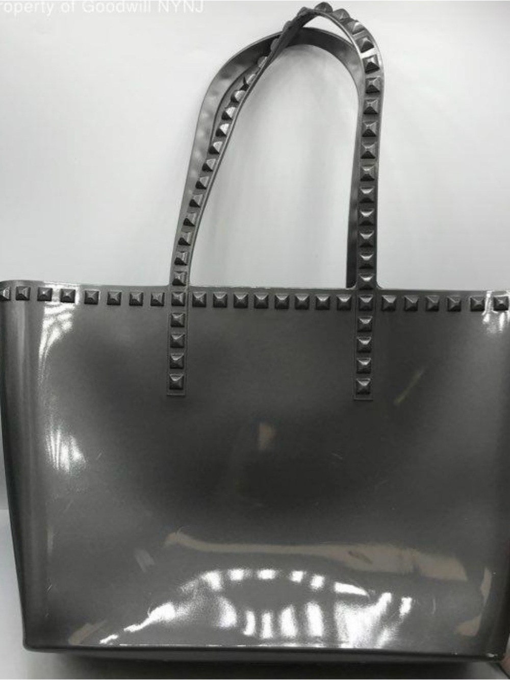 Carmen Sol- Seba Glossy Stud-Trim Tote Bag in Gray